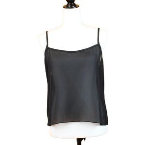 Jones New York Sheer Camisole Black Sleeveless Loose Fit Minimalist approx L